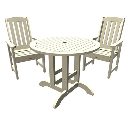 Highwood Usa Lehigh 3pc Round Outdoor Patio Furniture Dining Set AD-DNL36-WAE